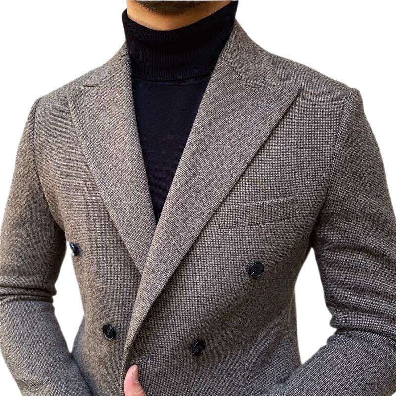 Men's Slim Fit Double Breasted Houndstooth Jacket