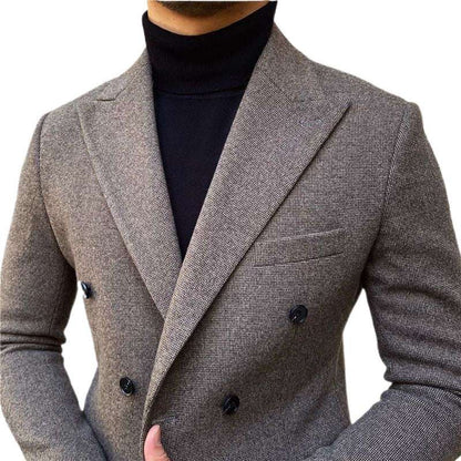 Men's Slim Fit Double Breasted Houndstooth Jacket