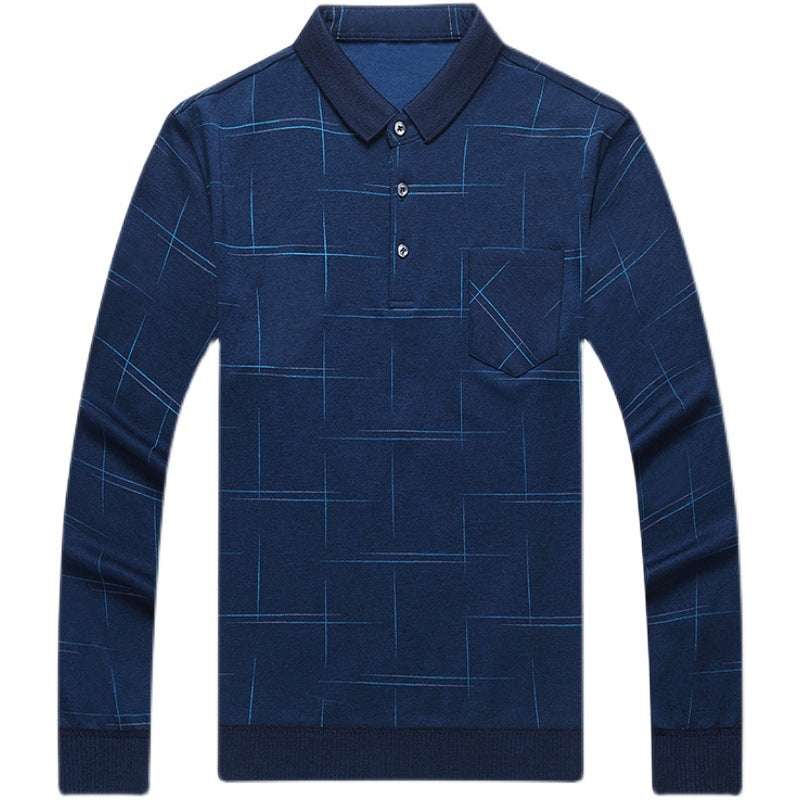 Middle-aged men's long-sleeved knitted sweater tops