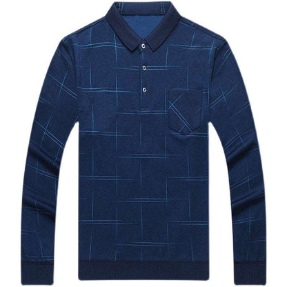 Middle-aged men's long-sleeved knitted sweater tops