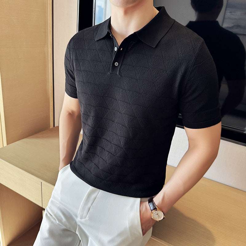 Men'S V-Neck Polo Shirt Black
