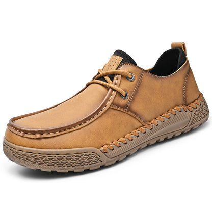 Men's Relaxed Genuine Footwear Handcrafted Sole Airy Low Cut Light Brown