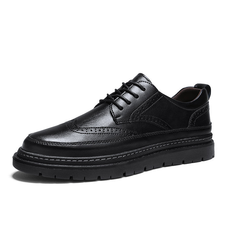 British-style Korean Men's Leather Brogue Shoes Black