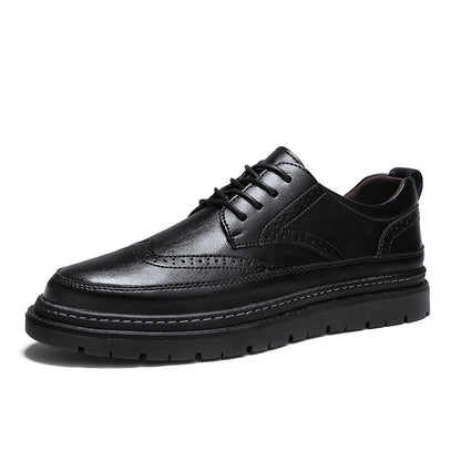 British-style Korean Men's Leather Brogue Shoes Black