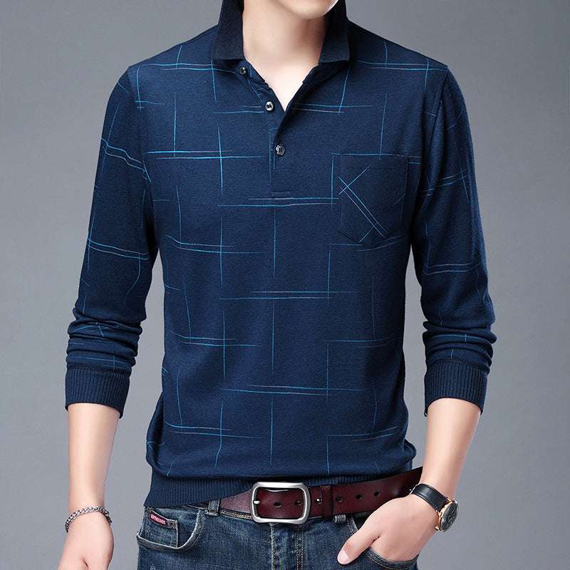 Middle-aged men's long-sleeved knitted sweater tops 686 Haqing