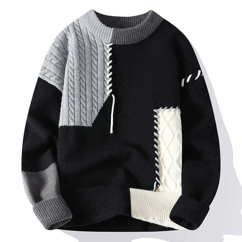 Casual crew neck sweater men's bottom knit Gray