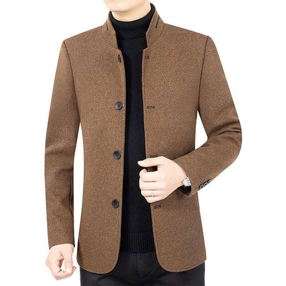 Classic Wool Blend Stand Collar Casual Outerwear JK2101 Deep Coffee