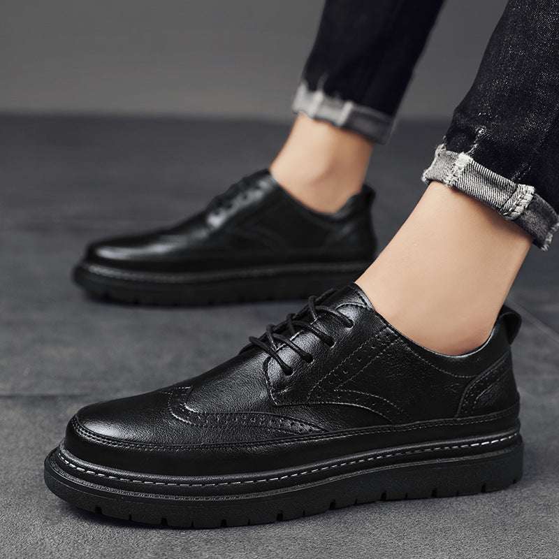 British-style Korean Men's Leather Brogue Shoes