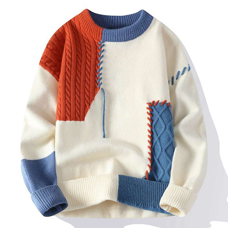 Casual crew neck sweater men's bottom knit Orange