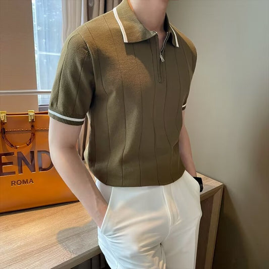 Summer lapel casual knitted sweater