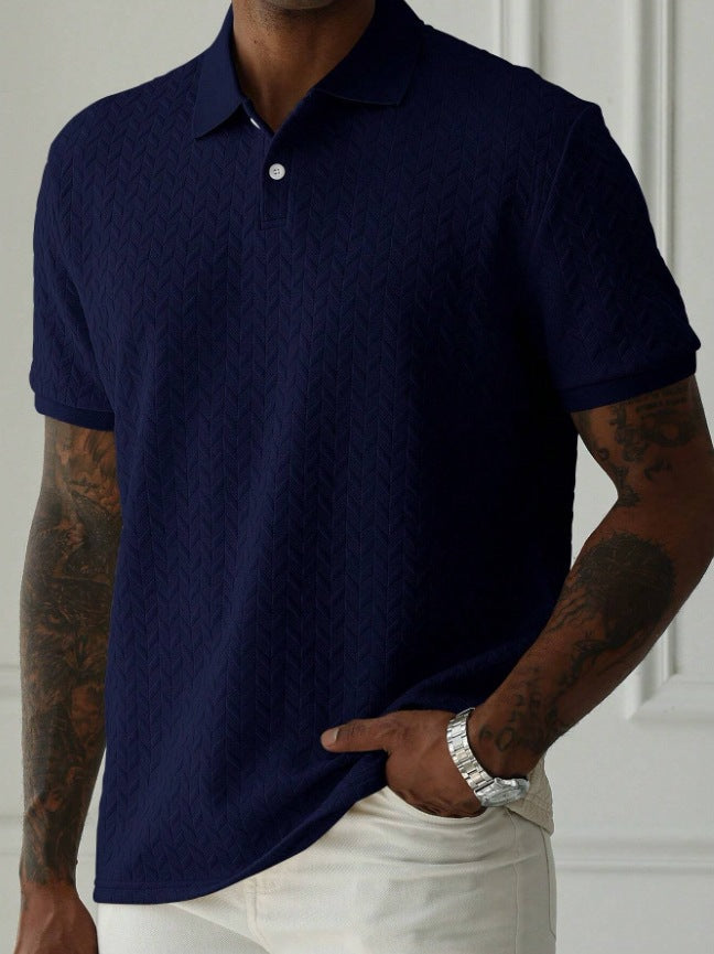 Men'S Solid-Color Short-Sleeved Shirts Dark Blue
