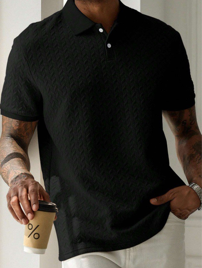 Men'S Solid-Color Short-Sleeved Shirts Black