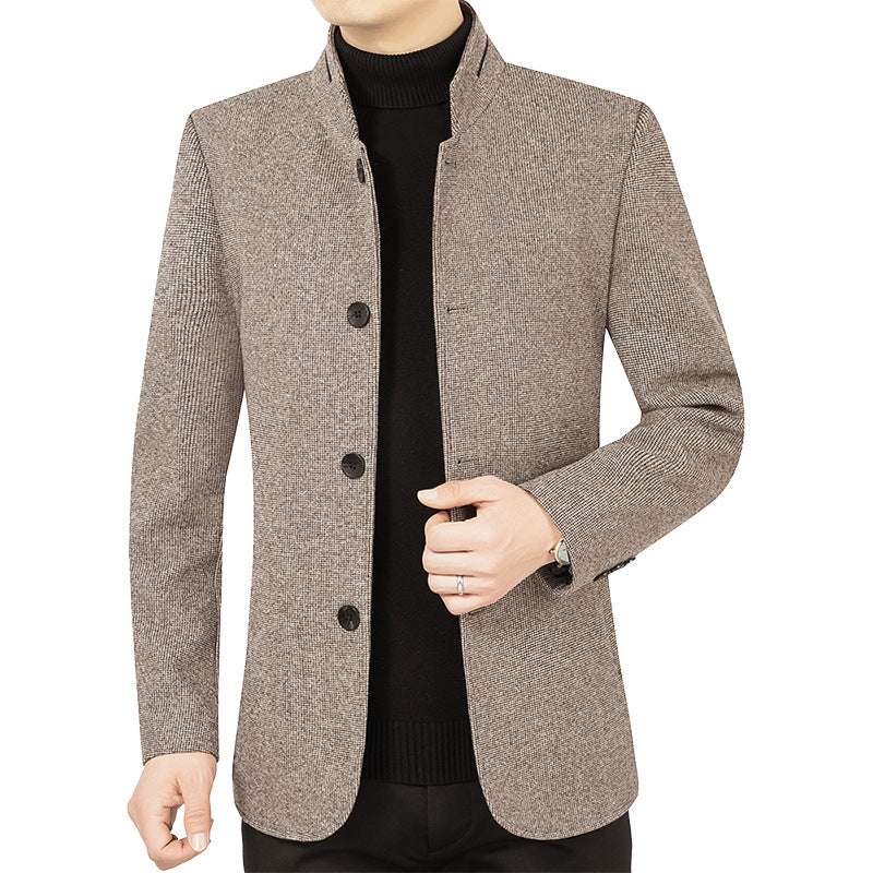 Classic Wool Blend Stand Collar Casual Outerwear JK2101 Light Coffee
