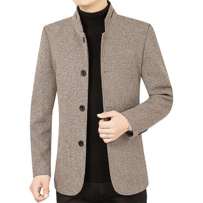 Classic Wool Blend Stand Collar Casual Outerwear JK2101 Light Coffee