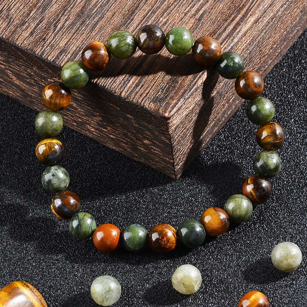 Natural Tiger Eye White Crystal Bracelet Canadian Jade Bracelet