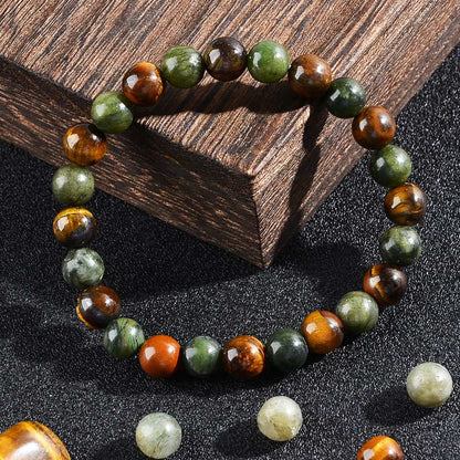 Natural Tiger Eye White Crystal Bracelet Canadian Jade Bracelet