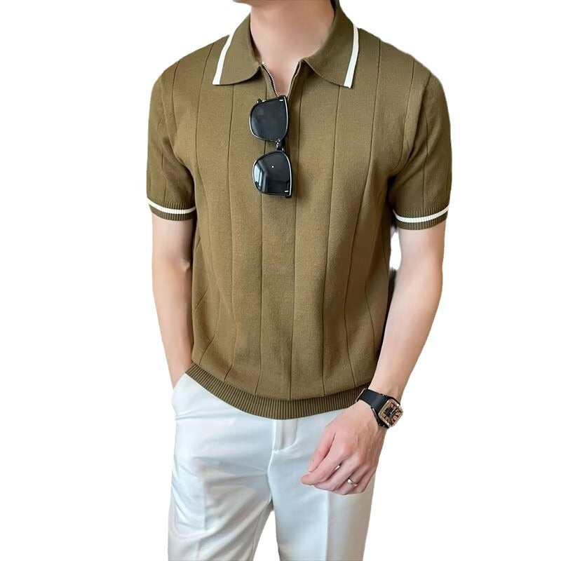 Summer lapel casual knitted sweater