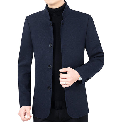 Classic Wool Blend Stand Collar Casual Outerwear JK2101 Purplish Blue