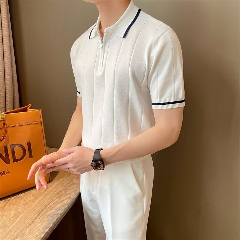 Summer lapel casual knitted sweater