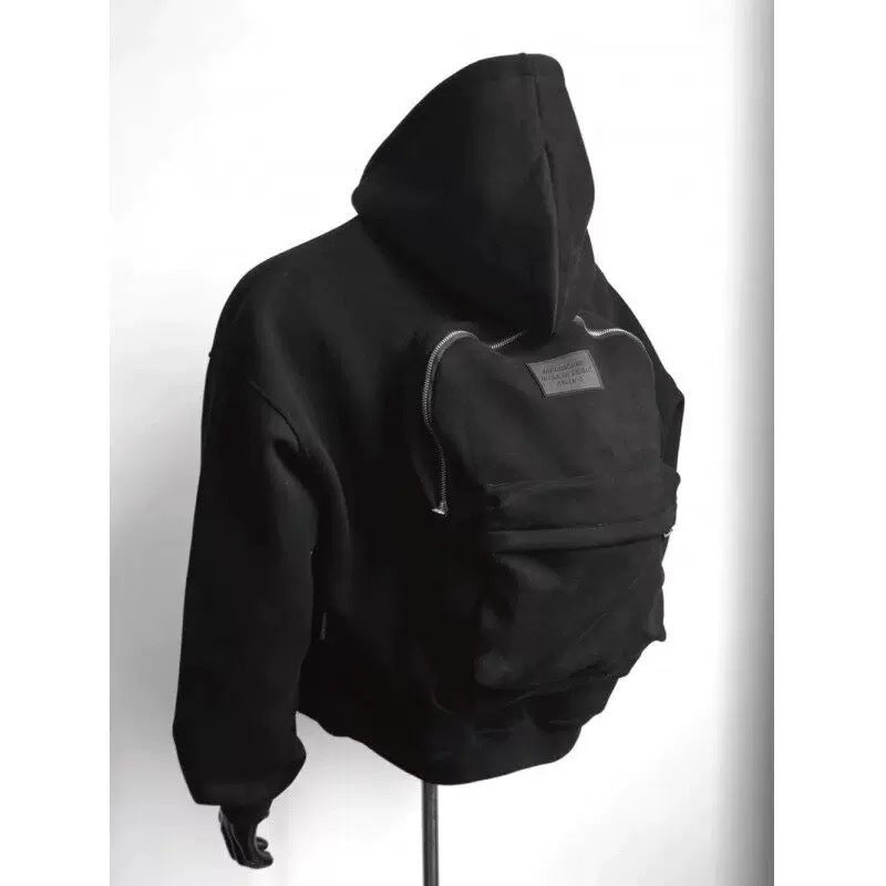 New Hooded Design Backpack Hoodie Black