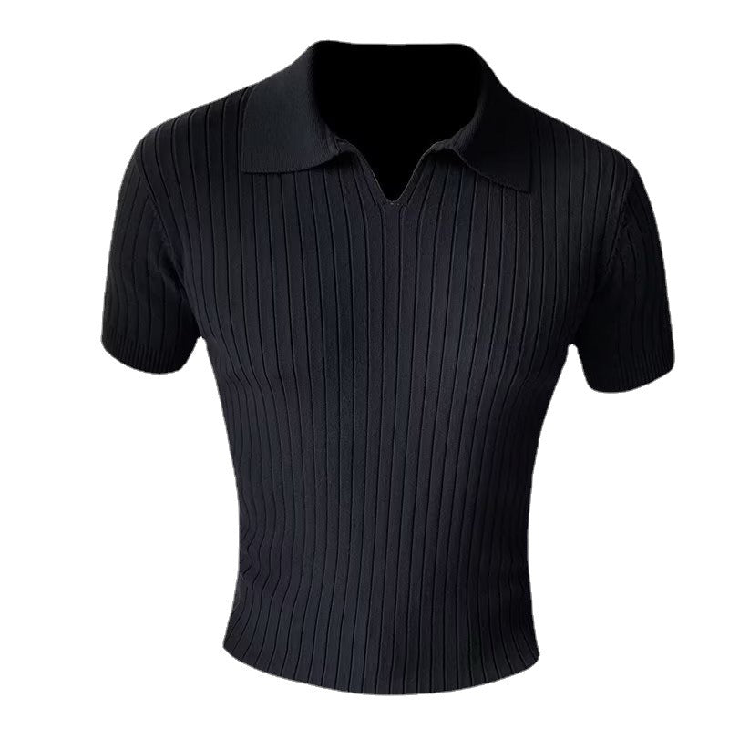 A versatile and popular five-sleeved knitted POLO shirt