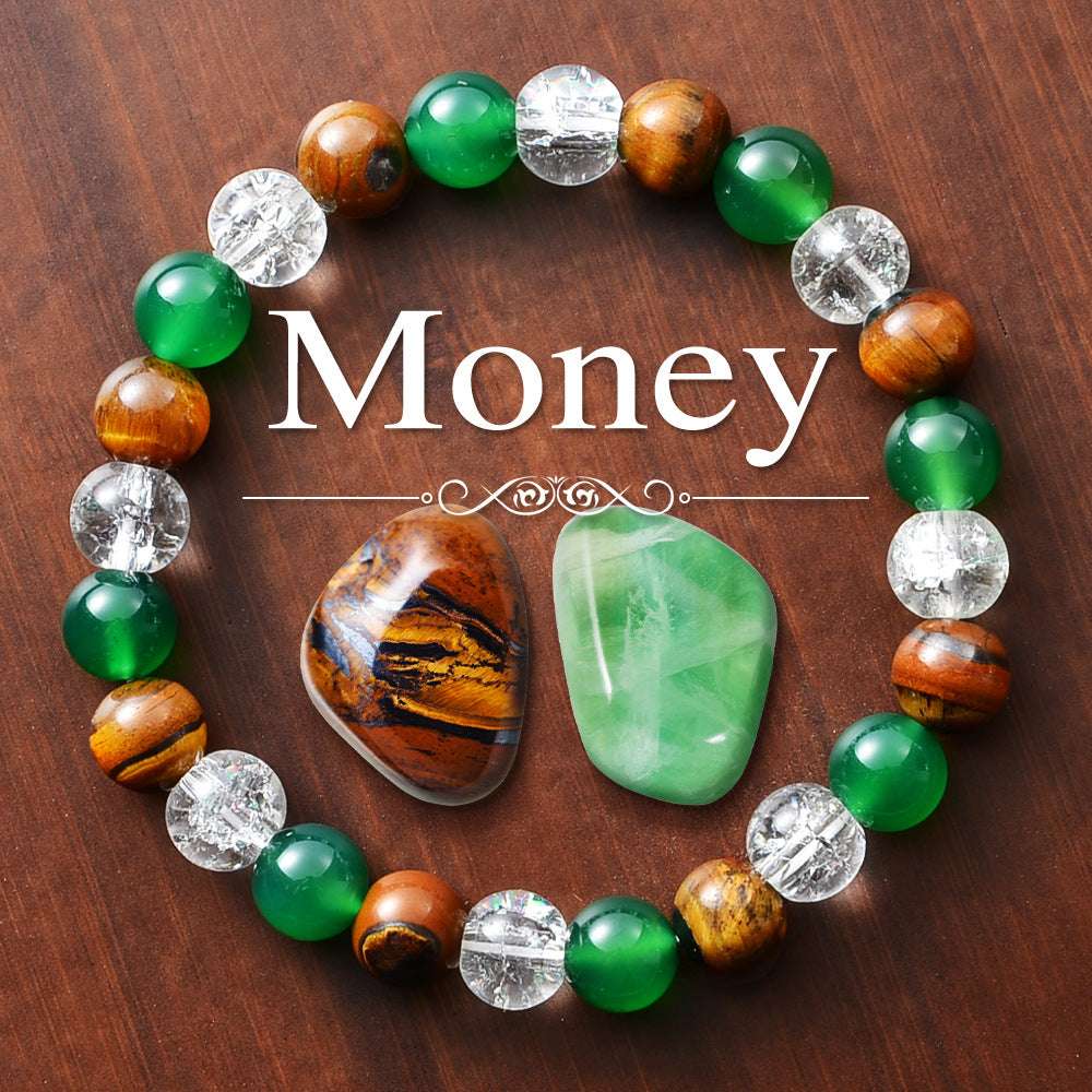 Natural Tiger Eye White Crystal Bracelet Green Aventurine Bracelet + Stone