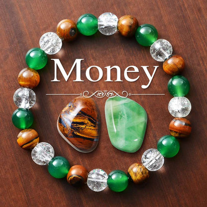 Natural Tiger Eye White Crystal Bracelet Green Aventurine Bracelet + Stone