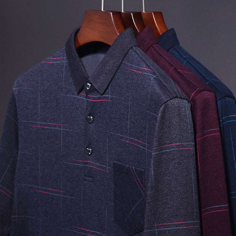 Middle-aged men's long-sleeved knitted sweater tops