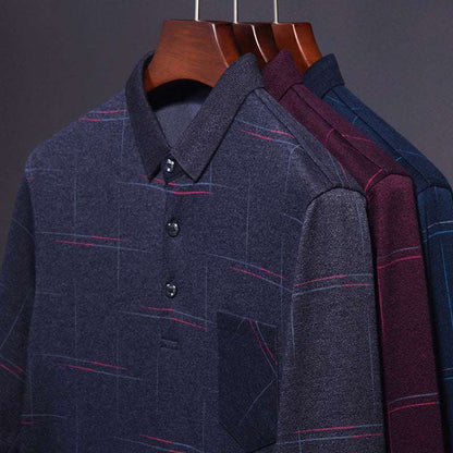 Middle-aged men's long-sleeved knitted sweater tops